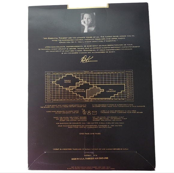 DONNA KARAN Pantyhose Essential Toners Sheer Satin A16 Midnight Navy Sz M NWT - Picture 2 of 3